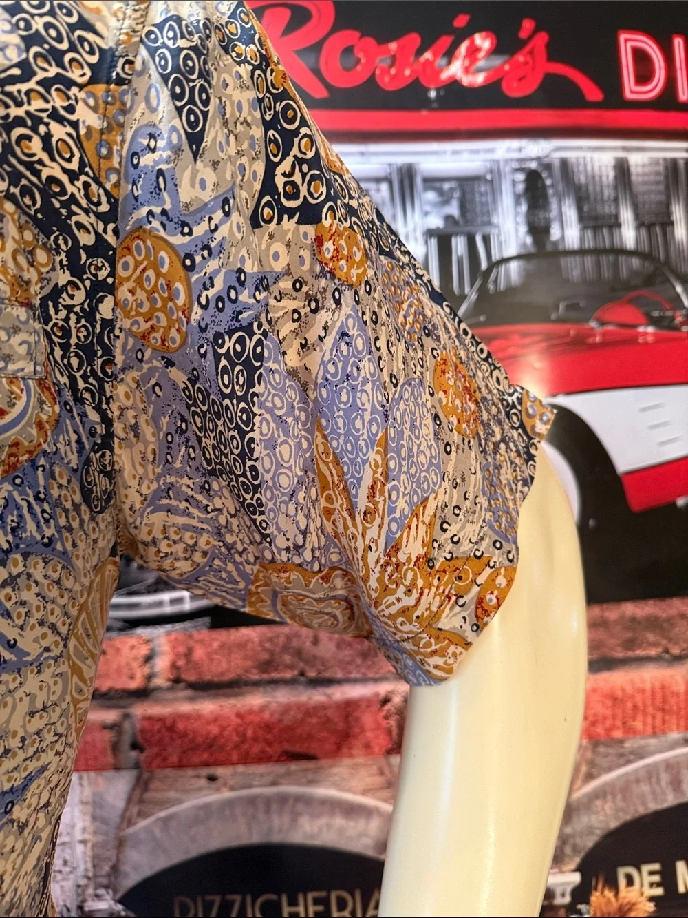 SUMMA Silk Shirt in Navy and Gold Paisley Print